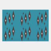 Aquamarines Diamantenmuster der 50er Jahre Geschenkpapier Set (Vorderseite 3)