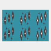 Aquamarines Diamantenmuster der 50er Jahre Geschenkpapier Set (Vorderseite 2)
