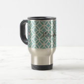 Aquamarines Diamantmuster Personalisiert Reisebecher (Vorderseite Links)