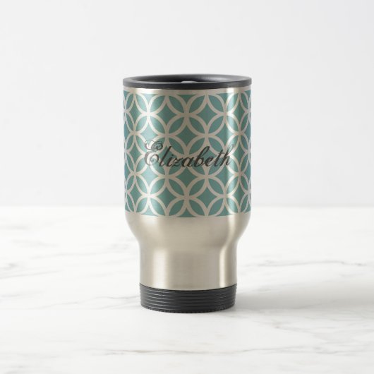 Aquamarines Diamantmuster Personalisiert Reisebecher (Mittel)
