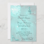 Aquamarines Disco Ball und Sparkone Heelses Brautp Einladung (Rückseite)