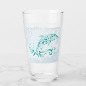 Aquamarines Dolphin Personalisiert Glas (Rückseite)