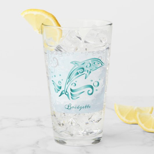 Aquamarines Dolphin Personalisiert Glas (Vorderseite Ice)