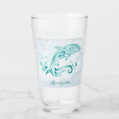 Aquamarines Dolphin Personalisiert Glas (Vorderseite)