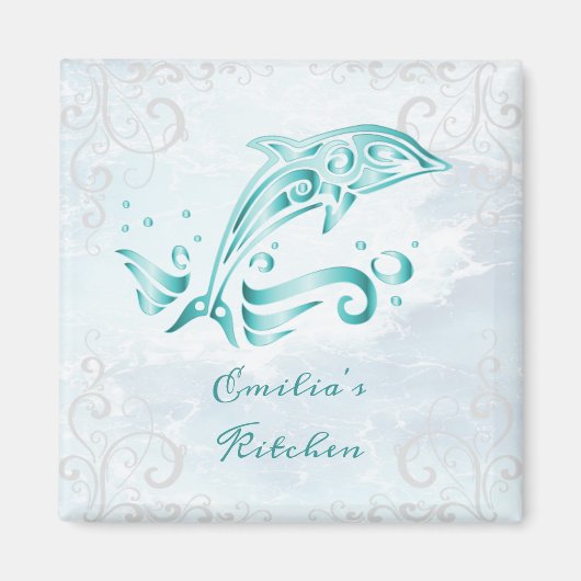 Aquamarines Dolphin Personalisiert Magnet (Vorne)