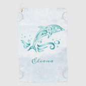 Aquamarines Dolphin Personalisiertes Golfhandtuch (Vorderseite)