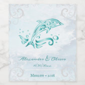 Aquamarines Dolphin Wedding Wine Label Weinetikett (Einzelnes Label)