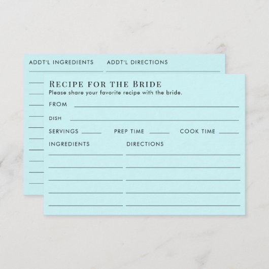 Aquamarines, doppelt gesiebtes Blaues Brautparty R Begleitkarte (Vorne/Hinten)