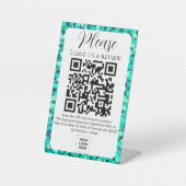 Aquamarines Dot-Muster Verlasse uns einen QR-Code Sockelschild (Vorderseite)