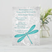 Aquamarines Dragonfly-Brautparty einladen Einladung (Stehend Vorderseite)