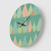 Aquamarines Dreieck-Muster SüdwestenGeo Schritt-| Große Wanduhr (Winkel)
