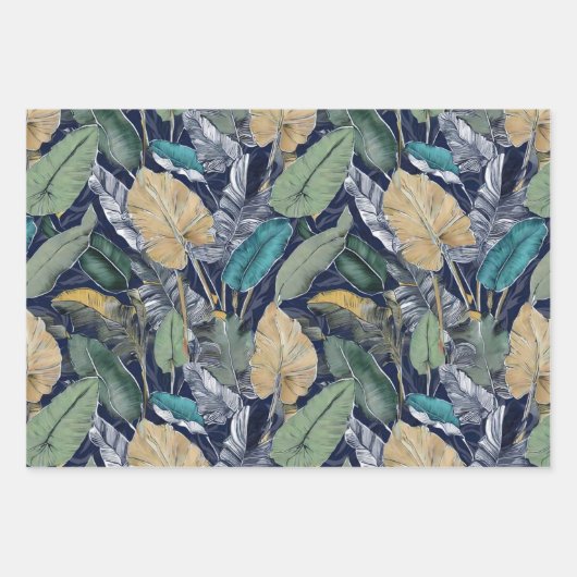 Aquamarines Dschungelpapier Blätter (Vorderseite 2)