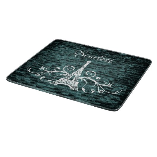 Aquamarines Eiffelturm Grunge Cutting Board Schneidebrett (Ecke)