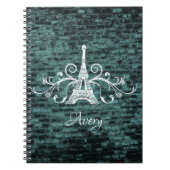 Aquamarines Eiffelturm Grunge-Notebook Notizblock (Vorderseite)