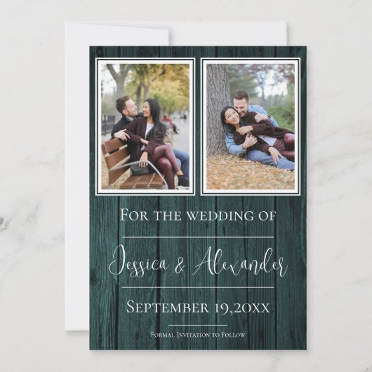 Aquamarines einfaches rustikales Foto Save the Dat Save The Date (Rückseite)