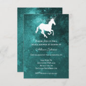 Aquamarines Einhorn-Brautparty Einladung (Vorne/Hinten)