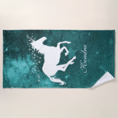 Aquamarines Einhorn Personalisiert Beach Handtuch (Vorderseite)