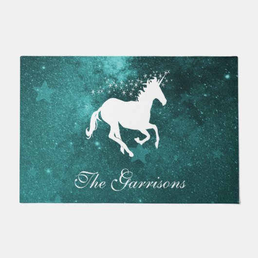 Aquamarines Einhorn Personalisiert Doormat Fußmatte (Vorderseite)