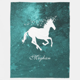 Aquamarines Einhorn Personalisiert Fleece Blanket