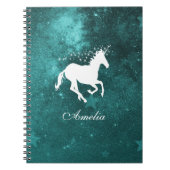 Aquamarines Einhorn-Personalisiert-Notebook Notizblock (Vorderseite)