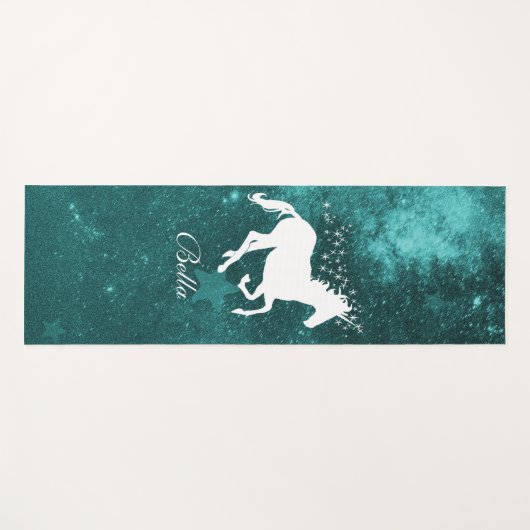 Aquamarines Einhorn Personalisiert Yoga Mat Yogamatte (Vorderseite (Horizontal))