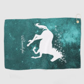Aquamarines Einhorn Personalisiertes Golfhandtuch (Horizontal)