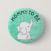 Aquamarines Elefant-Baby-Duschen-Button Button (Vorderseite)