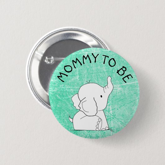 Aquamarines Elefant-Baby-Duschen-Button Button (Vorne & Hinten)