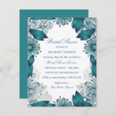 Aquamarines Elegant | Brautdusche Einladung (Vorne/Hinten)