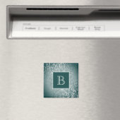 Aquamarines Elegant-Monogram-Magnet Geblüht Magnet (In Situ (Geschirrspüler))