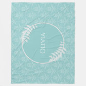 Aquamarines elegantes Damask Personalisiert Fleece (Vorderseite)