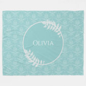 Aquamarines elegantes Damask Personalisiert Fleece (Vorderseite (Horizontal))