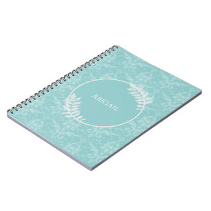 Aquamarines elegantes Damask-Personalisiertes Note Notizblock