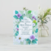 Aquamarines, elegantes, modernes whimsical Hochzei Einladung (Stehend Vorderseite)