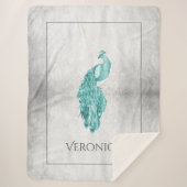 Aquamarines Elegantes Pfau Personalisiert Sherpa B Sherpadecke (Vorderseite)