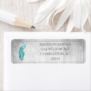 Aquamarines elegantes Pfauenlabel