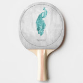 Aquamarines elegantes Pfauenpingpong Paddle Tischtennis Schläger (Vorderseite)