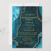 Aquamarines Engagement für Blue und Gold Agate Mar Einladung (Vorderseite)