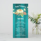 Aquamarines Erntedank-Menü für Holzkörner Pumpkin  Menükarte (Stehend Vorderseite)