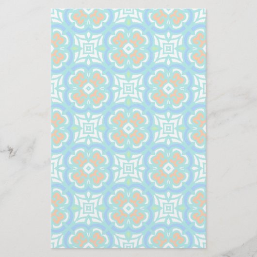 Aquamarines ethnisches Muster Briefpapier (Vorderseite)