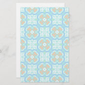 Aquamarines ethnisches Muster Briefpapier (Vorne/Hinten)