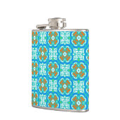 Aquamarines ethnisches Muster Flachmann (Links)