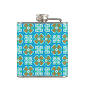 Aquamarines ethnisches Muster Flachmann (Rückseite)