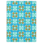 Aquamarines ethnisches Muster Klemmbrett (Rückseite)