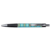 Aquamarines ethnisches Muster Kugelschreiber (Rückseite)