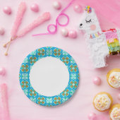 Aquamarines ethnisches Muster Pappteller (Party)