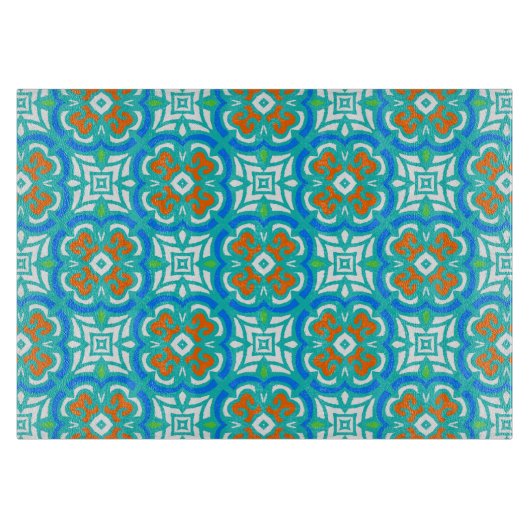 Aquamarines ethnisches Muster Schneidebrett (Vorderseite)