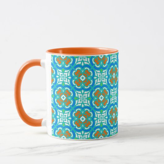 Aquamarines ethnisches Muster Tasse (Links)