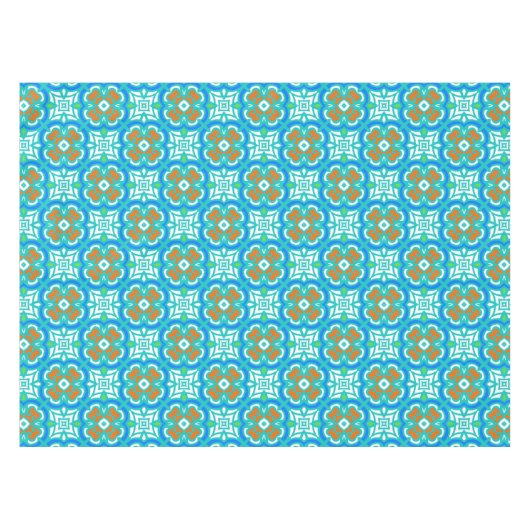 Aquamarines ethnisches Muster Tischdecke (Vorderseite (Horizontal))