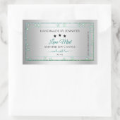 Aquamarines Etikett für grüne Glitzer Silver Produ Rechteckiger Aufkleber (Tasche)